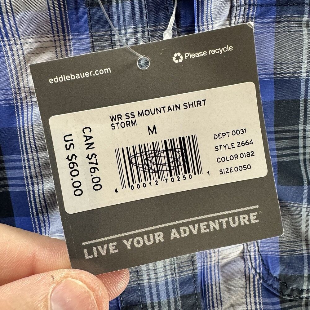 Eddie Bauer Shirt Womens Medium Blue White Plaid Button Up New With Tags Adult - Picture 7 of 16